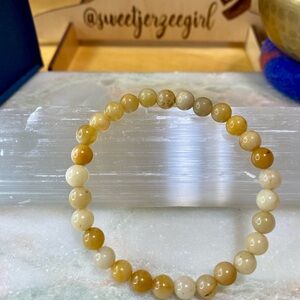 Handmade Honey Yellow Jade Gemstone Bead Stretch Bracelet 6mm
